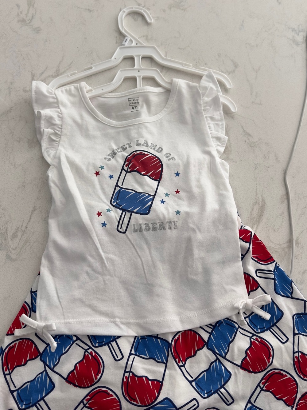 Girls' White 'Sweet Land of Liberty' Ruffle Sleeve Tee - Patriotic Popsicle